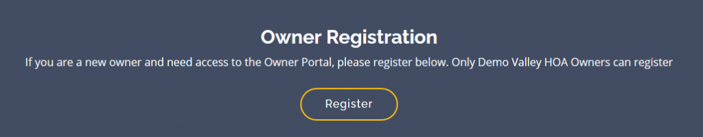 Online Registration of Owners in RunHOA