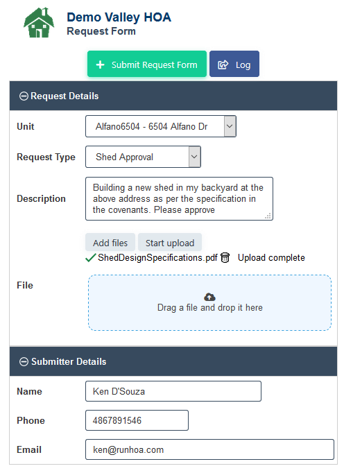 RunHOA HOA Request Form