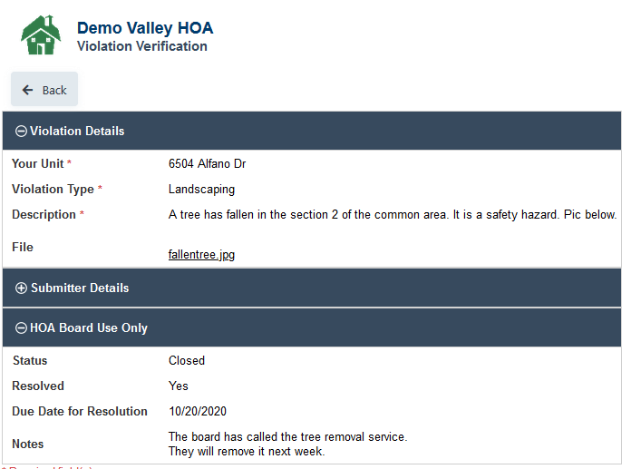 HOA Violations Verification