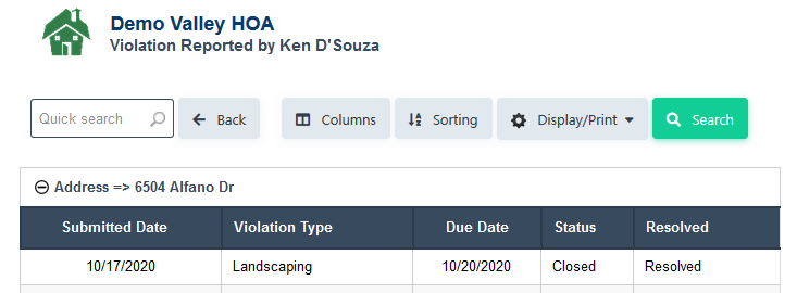 HOA Violations Notification