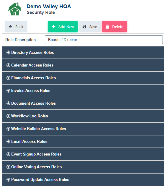 RunHOA User Access using Security Roles