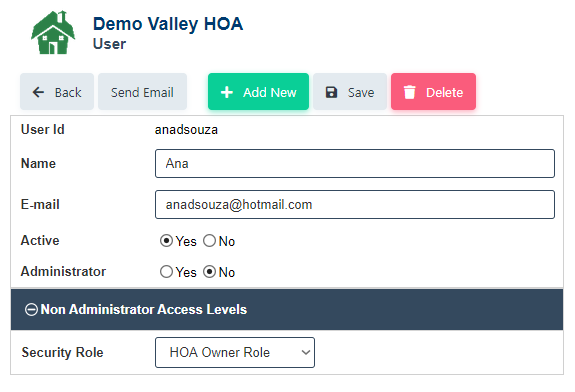 HOA User Access via Security Roles