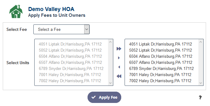 Apply HOA Fees in RunHOA