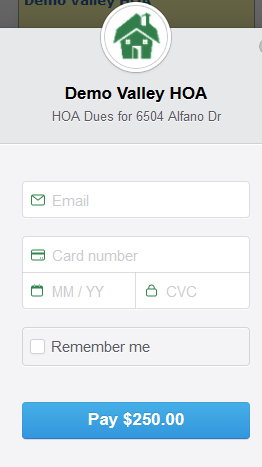 Credit Card Payment Diues Payment in RunHOA