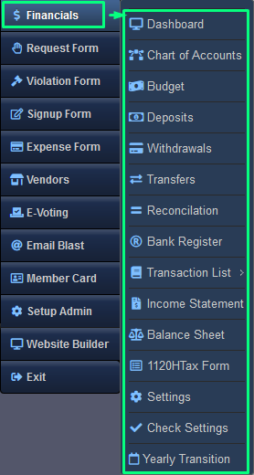 RunHOA Menu