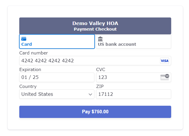 HOA Payment Checout